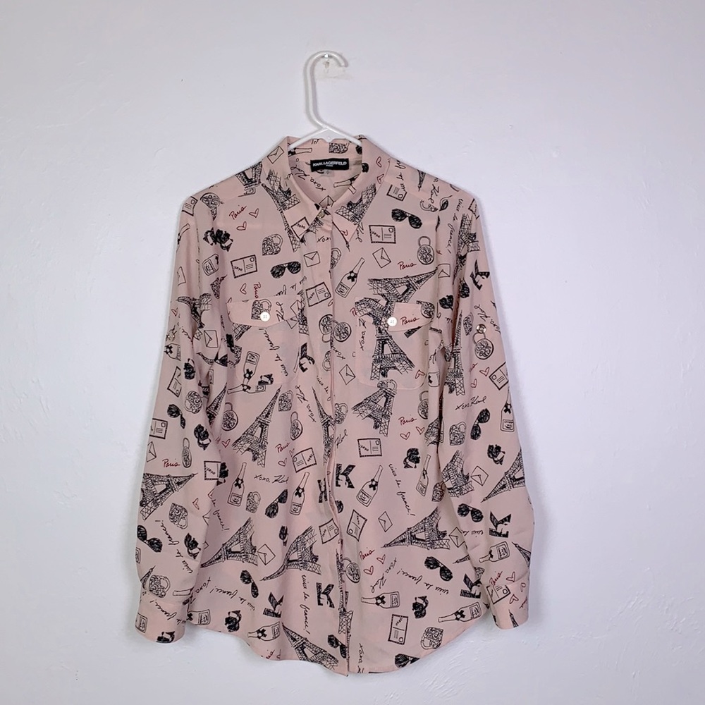 Karl Lagerfeld Paris Button Down Top Size Small